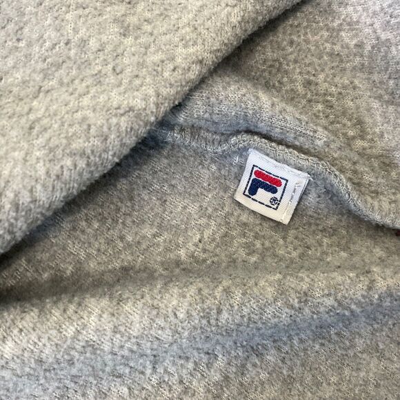 FILA Spell Out Fleece Sweatshirt Embroidered Logo Grey Men’s Size XXL - Picture 11 of 14